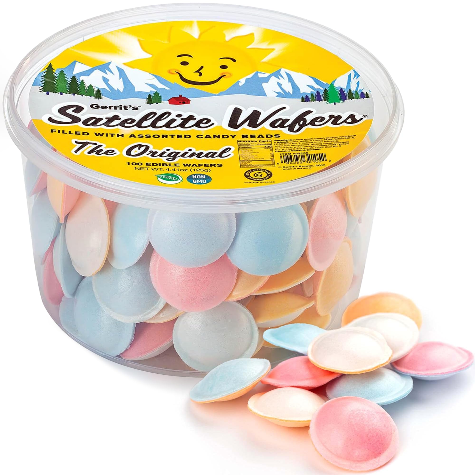 Gerrit's Satellite Wafers exterior saucers in pastel colors, ideal for party bowls.