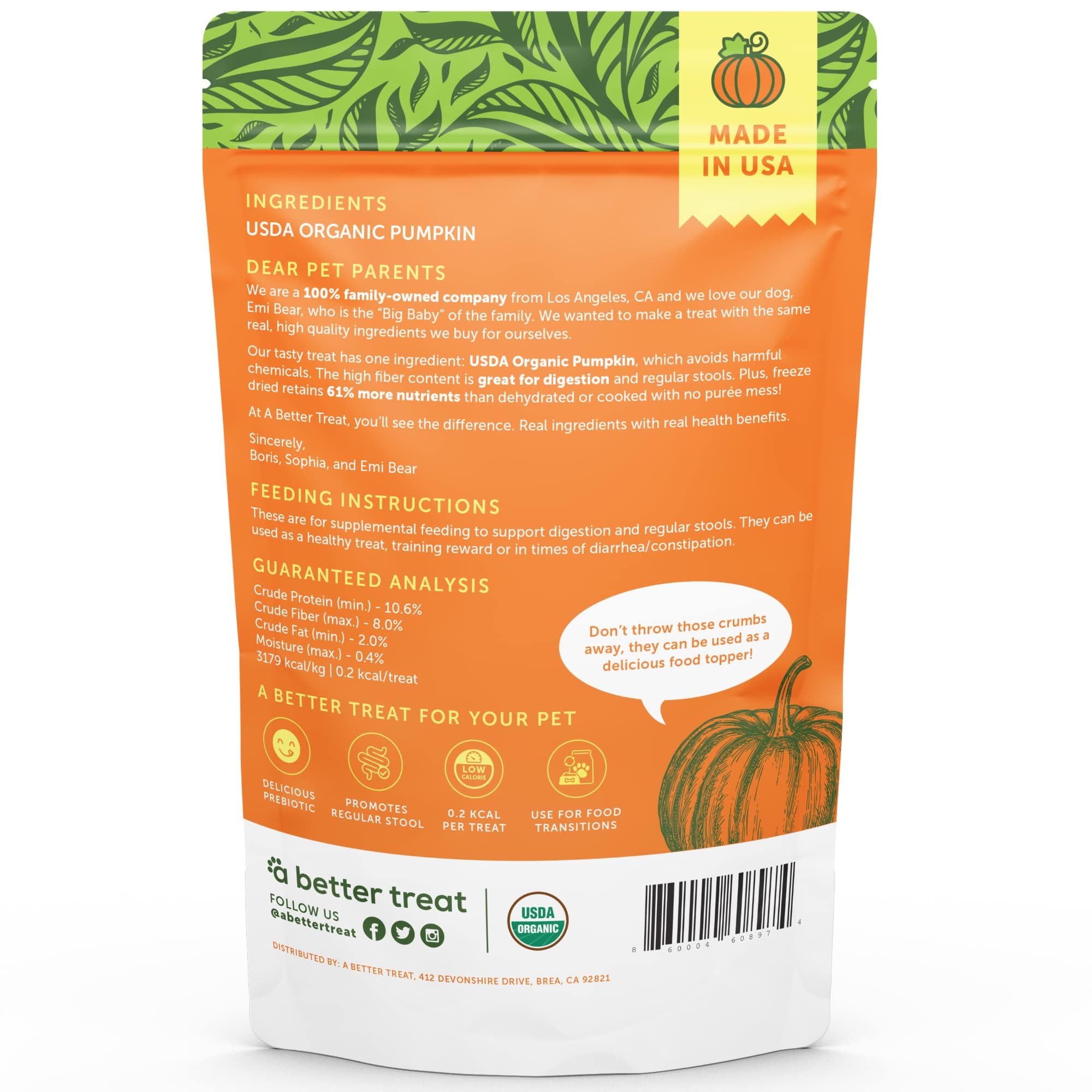 A Better Treat low-calorie pumpkin treats suitable for weight management.