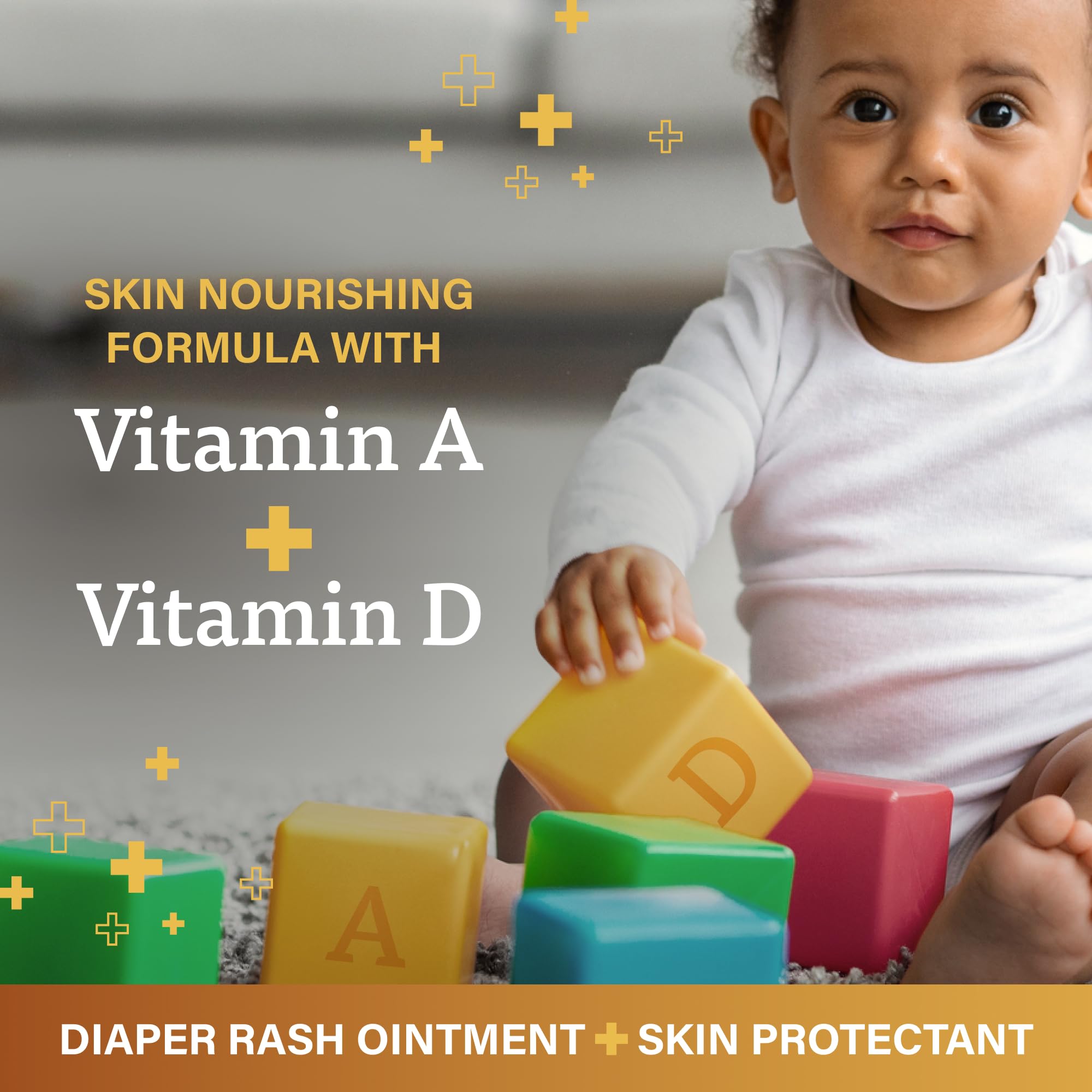 A+D baby skin application on the diaper area for gentle protection.