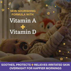 A+D Overnight Healing Diaper Rash Ointment lavender image highlights calming scent for bedtime care.