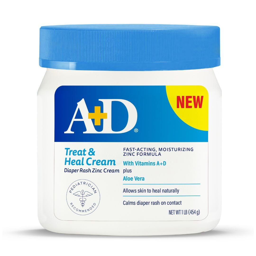 A+D Treat + Heal diaper cream jar soothing irritated baby skin