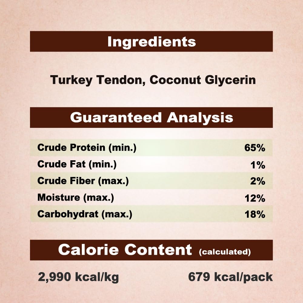 A Freschi srl puppy chews with turkey tendons support teething comfort.