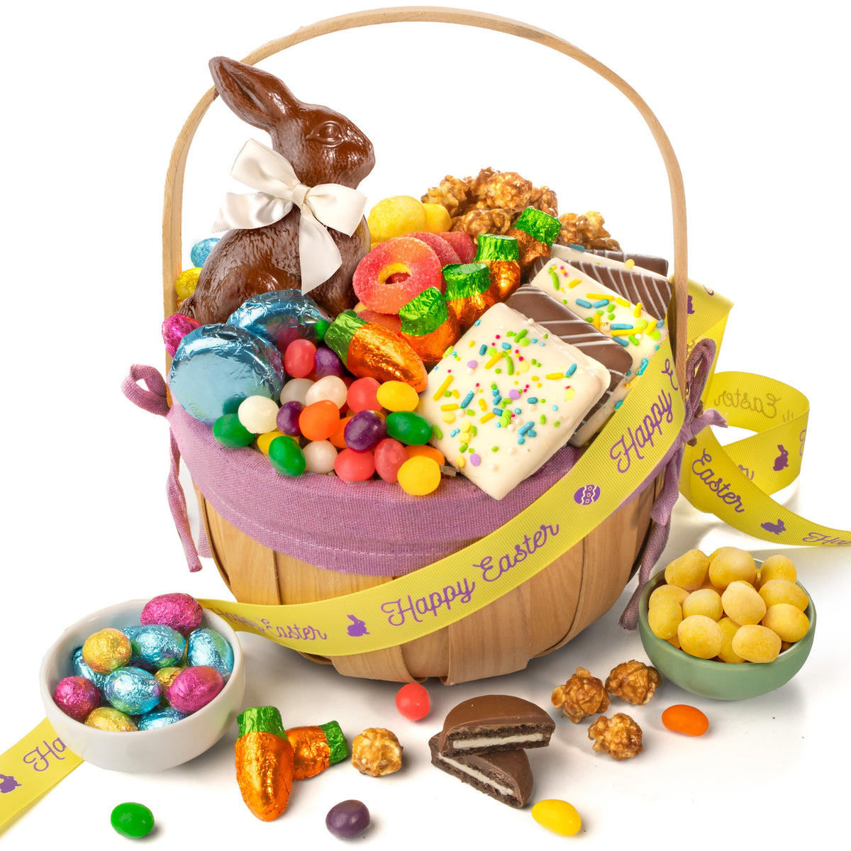 A Gift Inside Easter basket centerpiece chocolate bunny brightens celebrations.