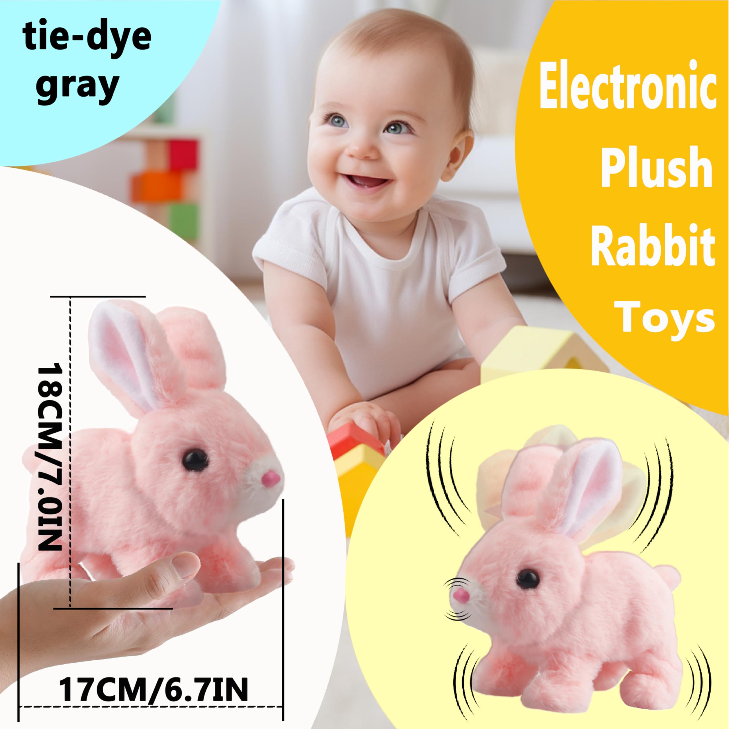 A-SZCXTOP Easter rabbit toy in motion shows hopping and cheerful sounds.