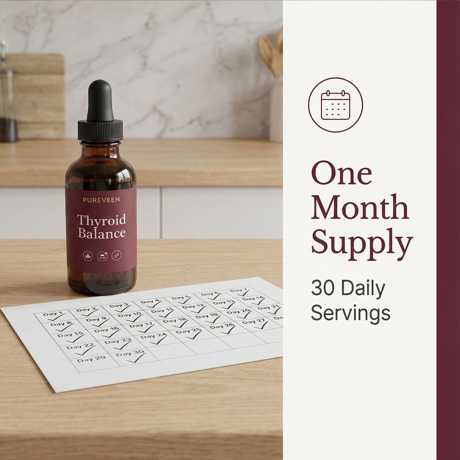 Aacnre Pureveen Thyroid Balance drops added to a drink for daily wellness.