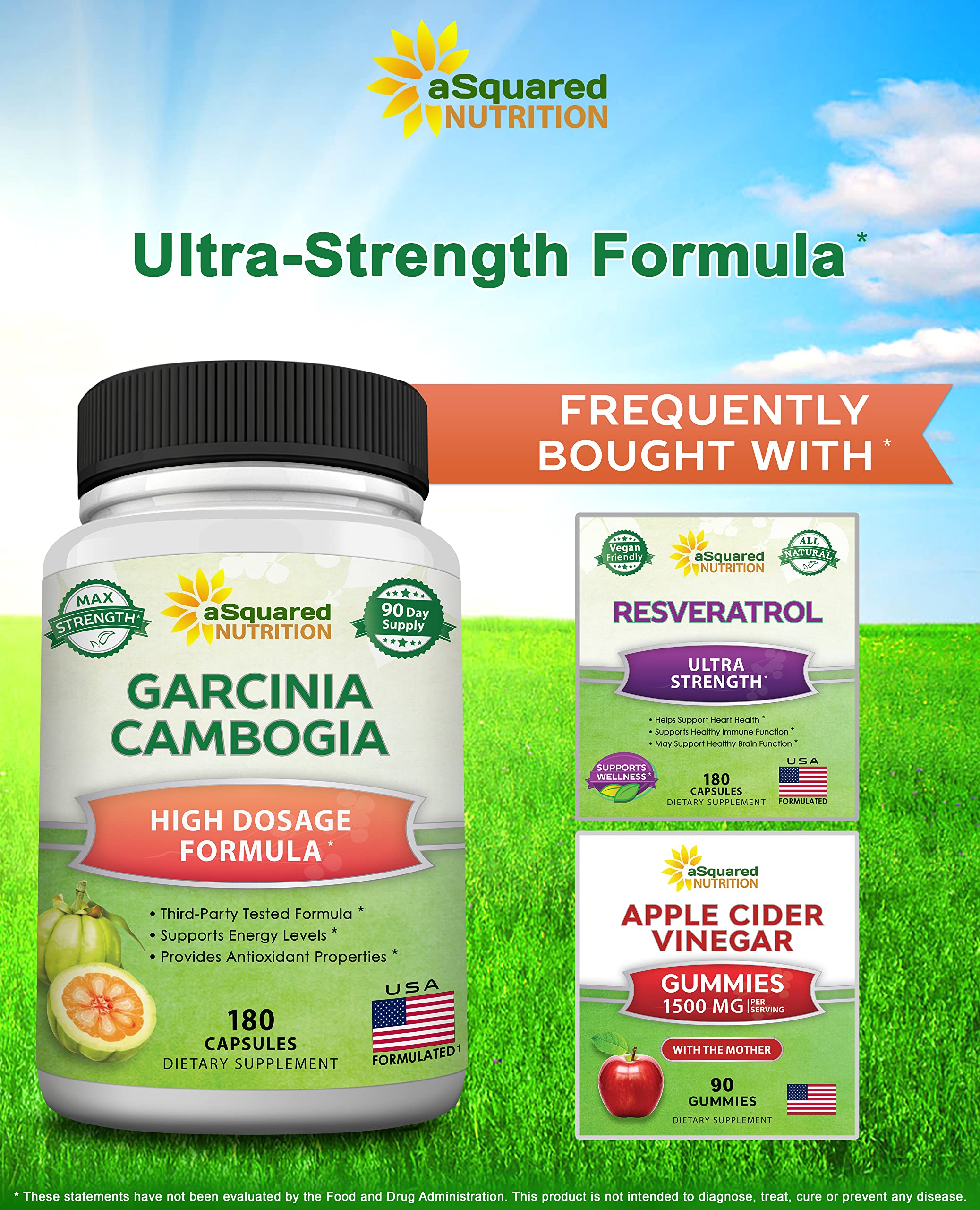aSquared Nutrition Garcinia Cambogia capsules spilled from bottle suggesting easy daily intake
