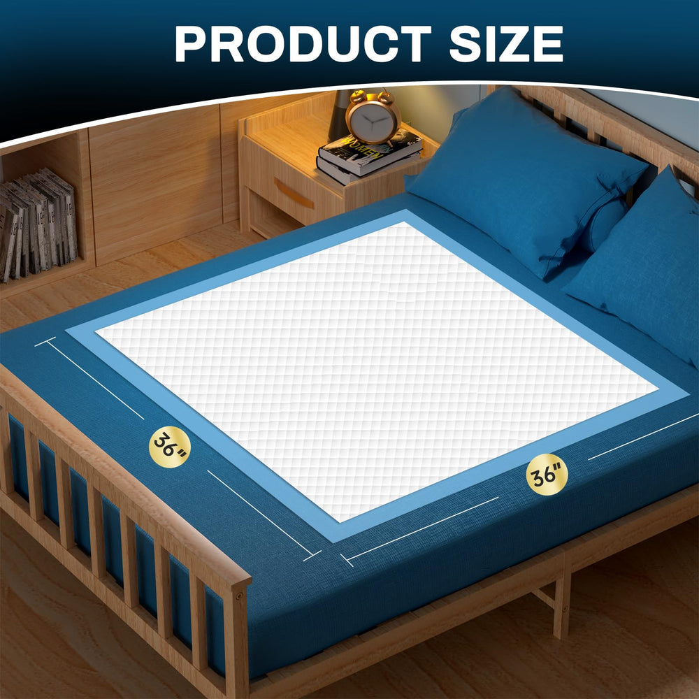 AAY disposable bed pads cross-section highlighting the super-absorbent core for extended night use.
