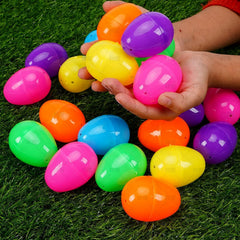 Abakuku eggs in yellow green orange blue purple for festive decor.