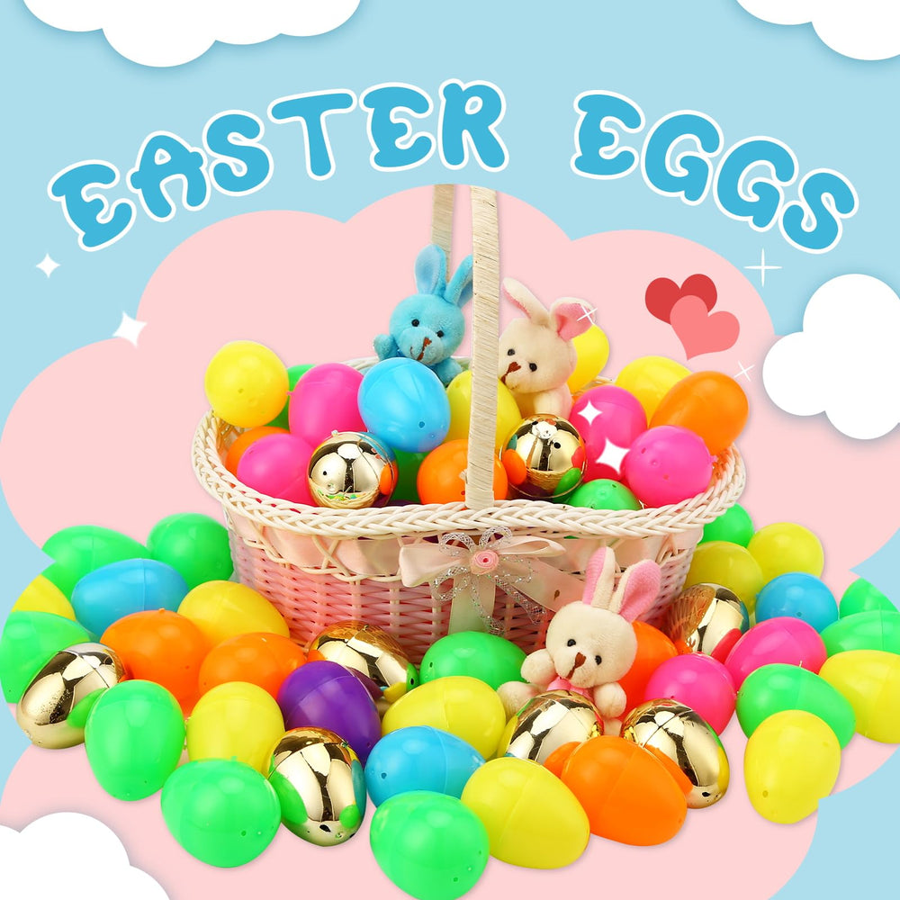 Abakuku 300 pcs assorted colorful plastic eggs for kids' Easter surprises.