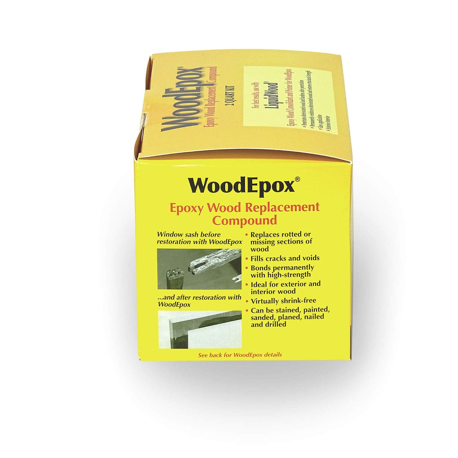 Abatron WoodEpox suitable for interior and exterior repairs with weather, water, and UV resistance.
