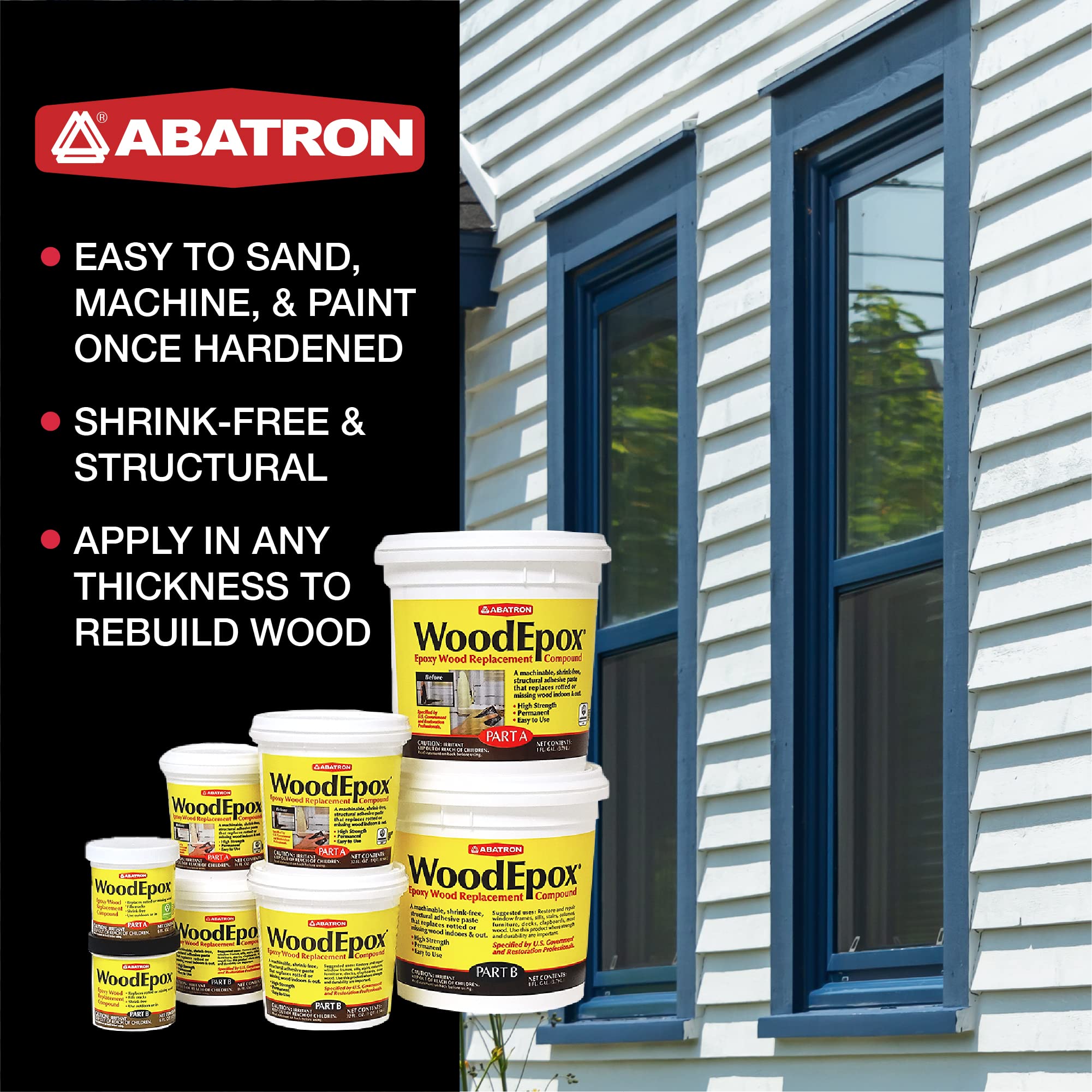 Abatron WoodEpox Kit hand-application shows smooth filling for rotted areas