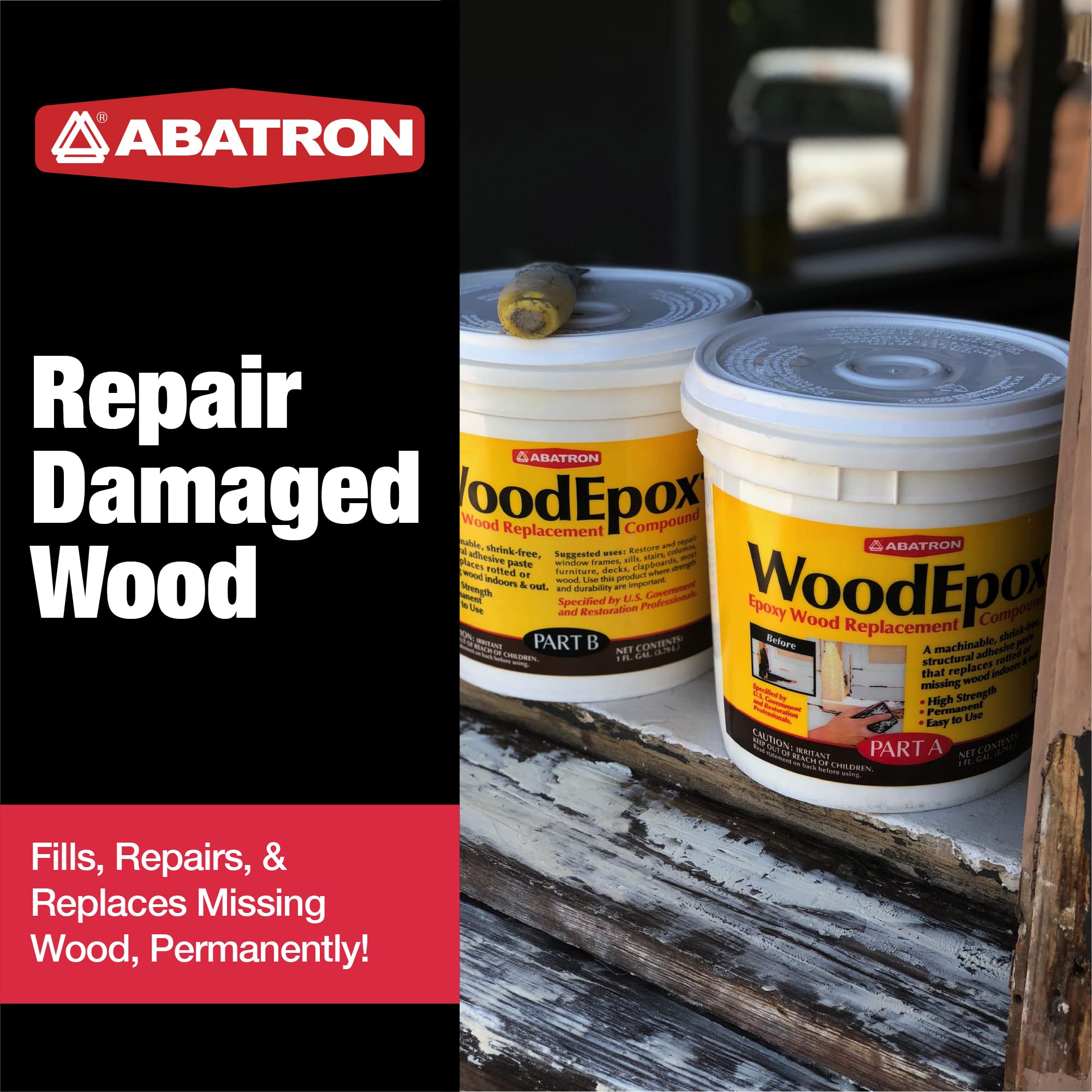 Abatron WoodEpox mixing action enabling quick, durable repairs.