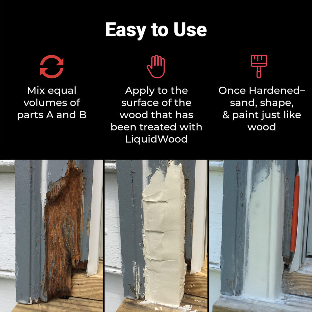 Abatron WoodEpox filler applied to wood grain with seamless bonding.
