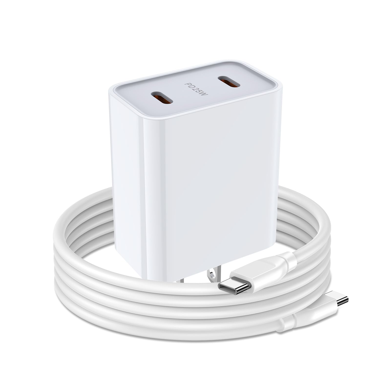 ABCPOW Samsung fast charger front view shows 25W dual ports for quick charging