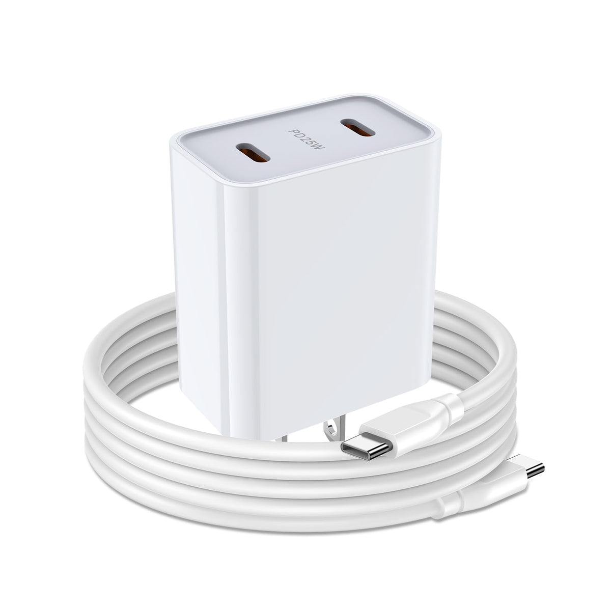 ABCPOW Samsung fast charger front view shows 25W dual ports for quick charging
