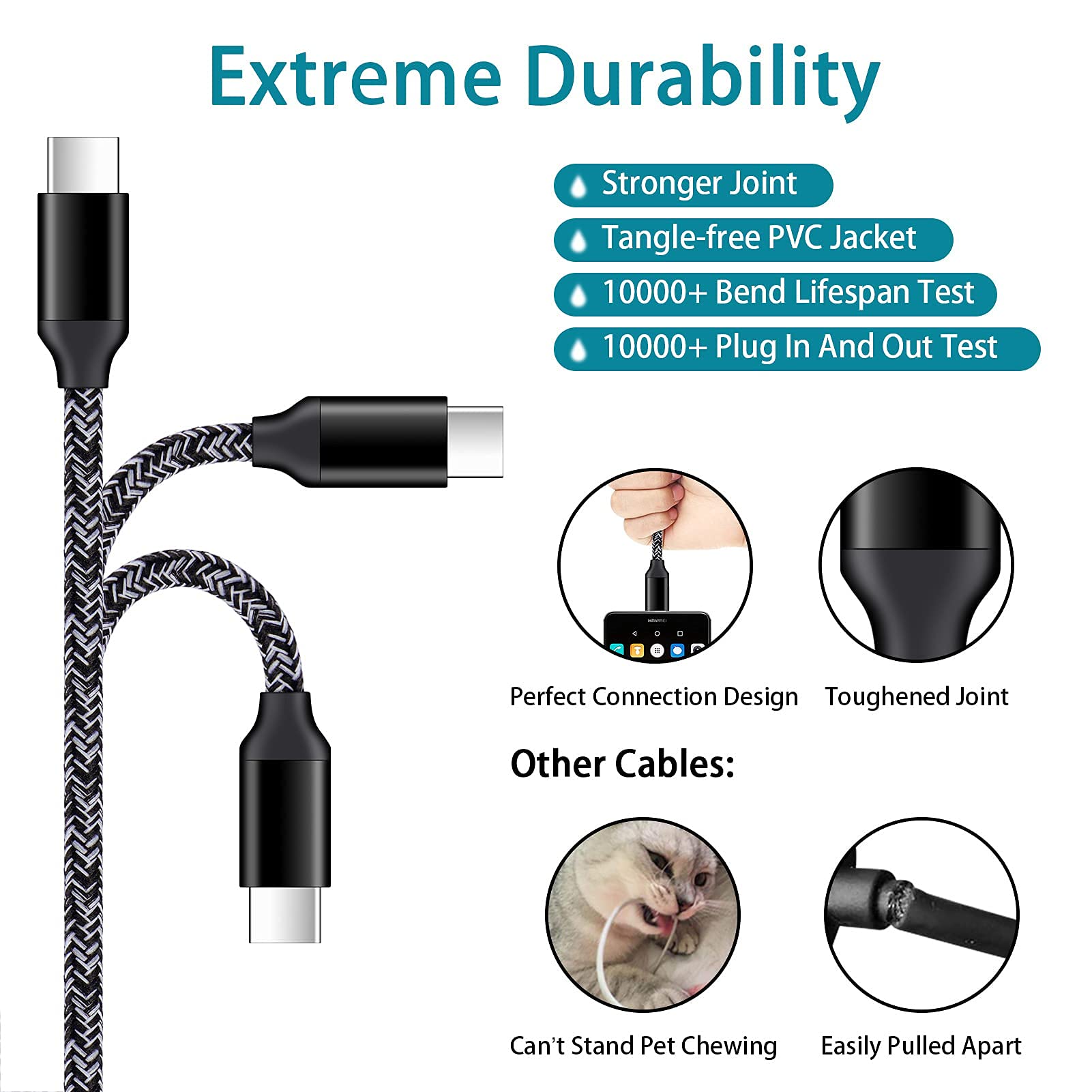 ABCPOW six-foot Type-C cable provides flexible reach during use