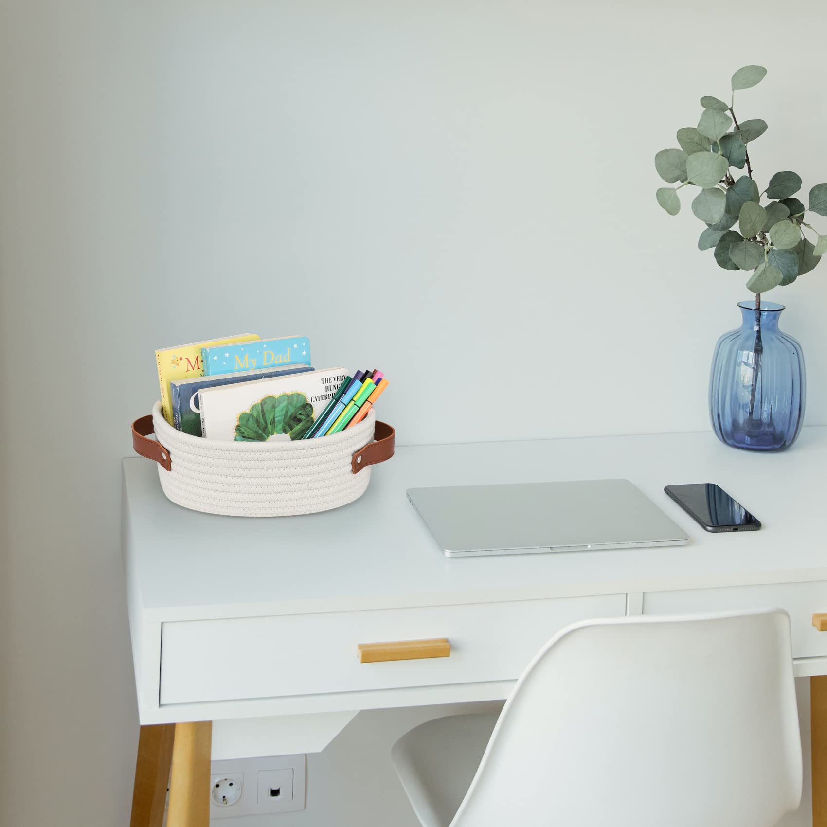 ABenkle bedside organizer basket, perfect for small items at arm's reach.