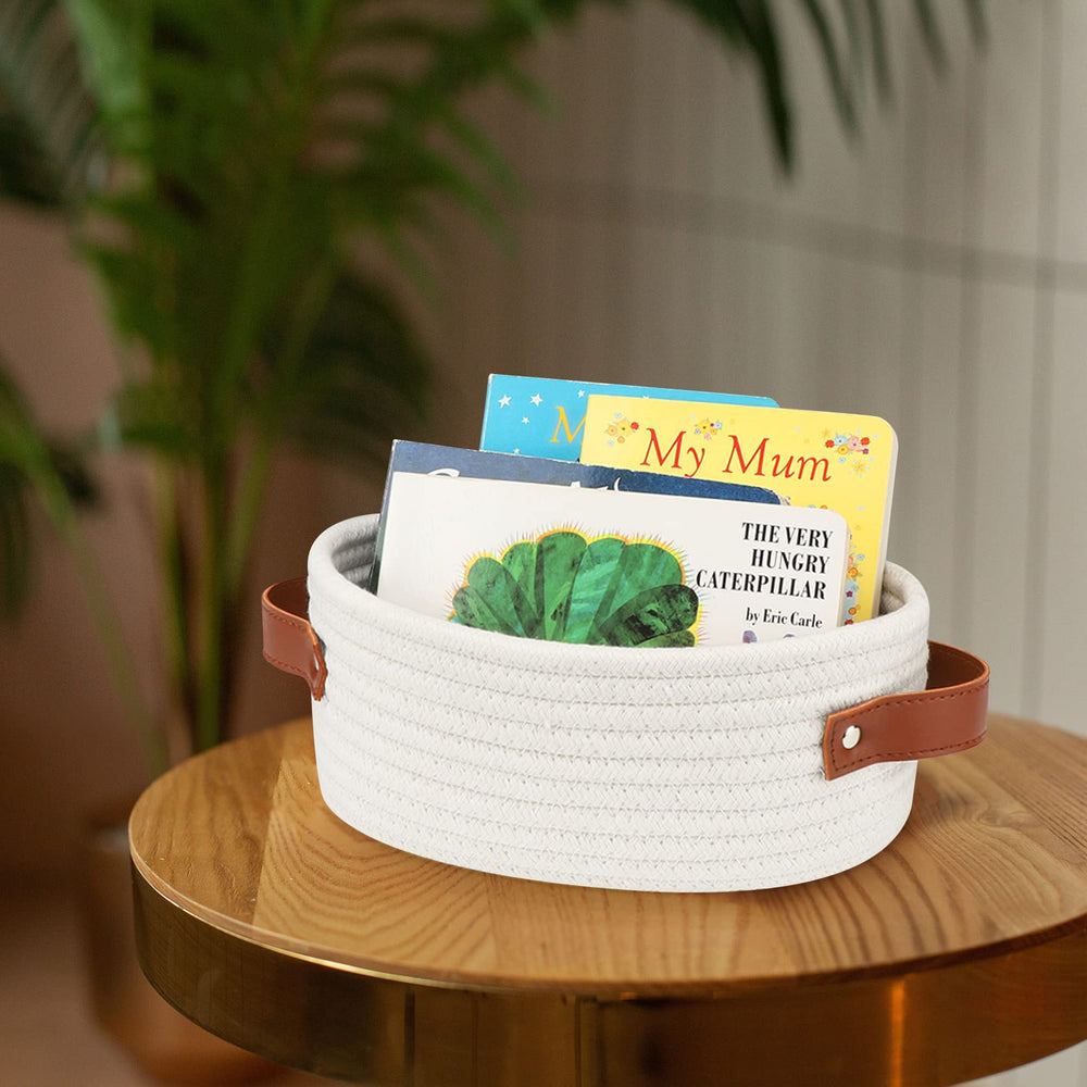 ABenkle white Easter basket with handles for festive decor.