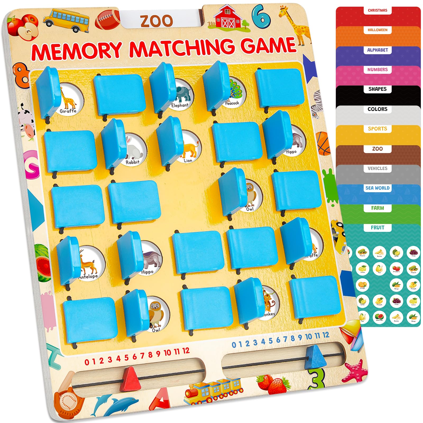 ABERLLS matching memory board, durable wood and kid-friendly design for travel play