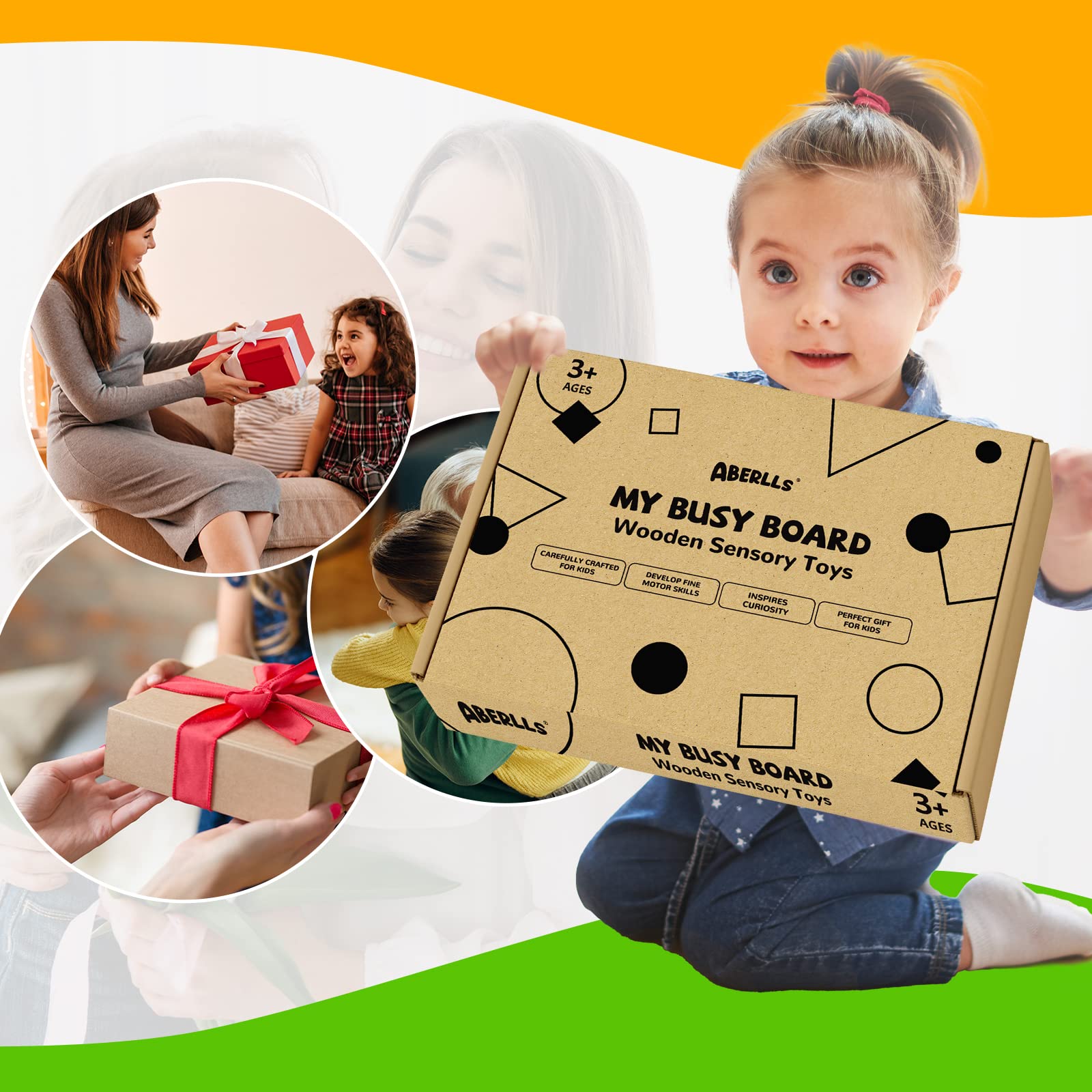 ABERLLS Travel-friendly Busy Board supports quiet play on the go.