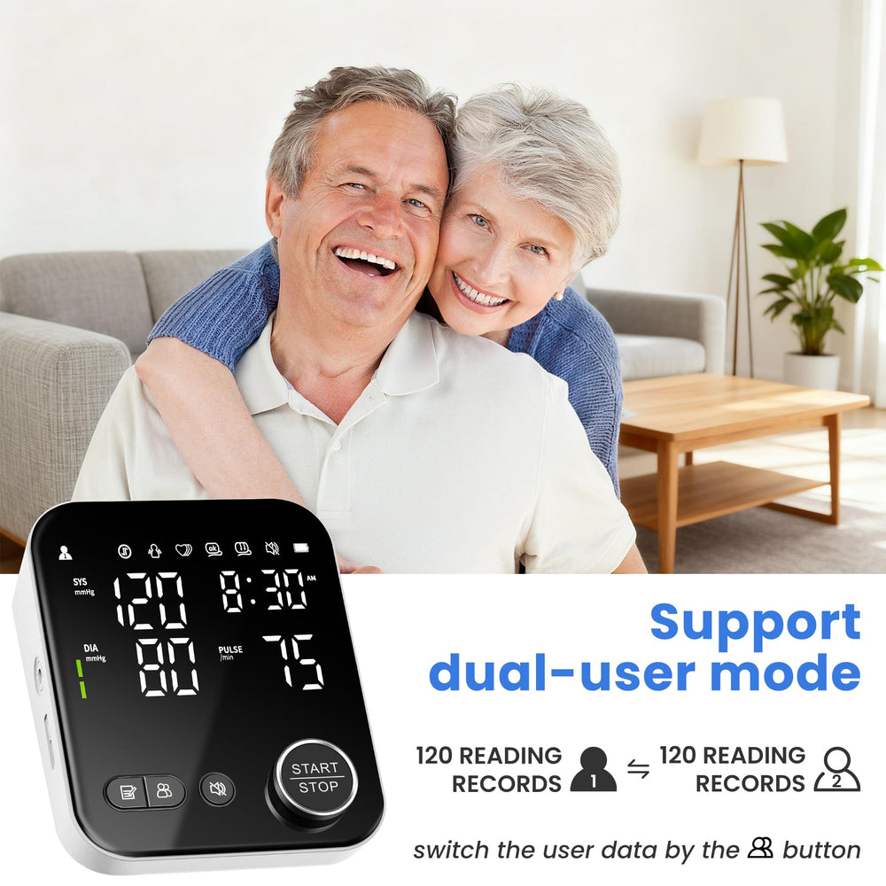 Abesee BP monitor with large cuff fitting 8.7 to 16.5 inches for comfort.