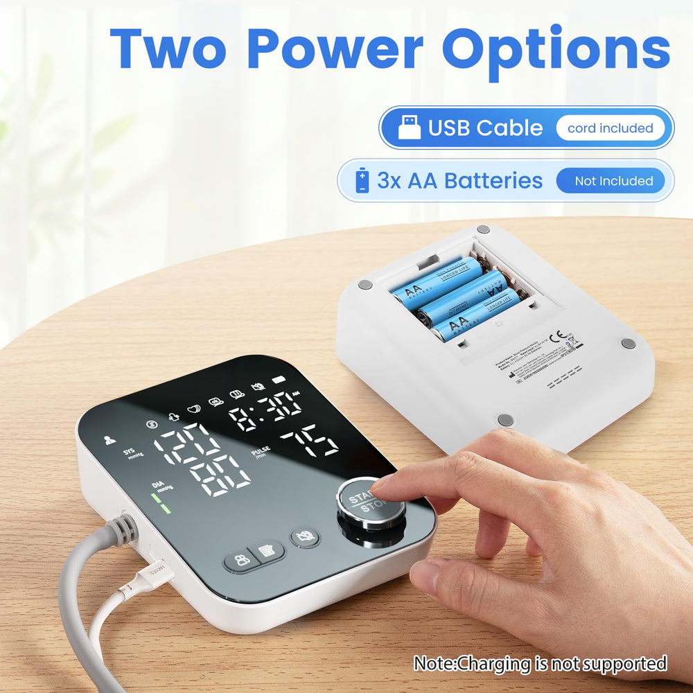 Abesee BP monitor USB-C power for flexible charging and portability.
