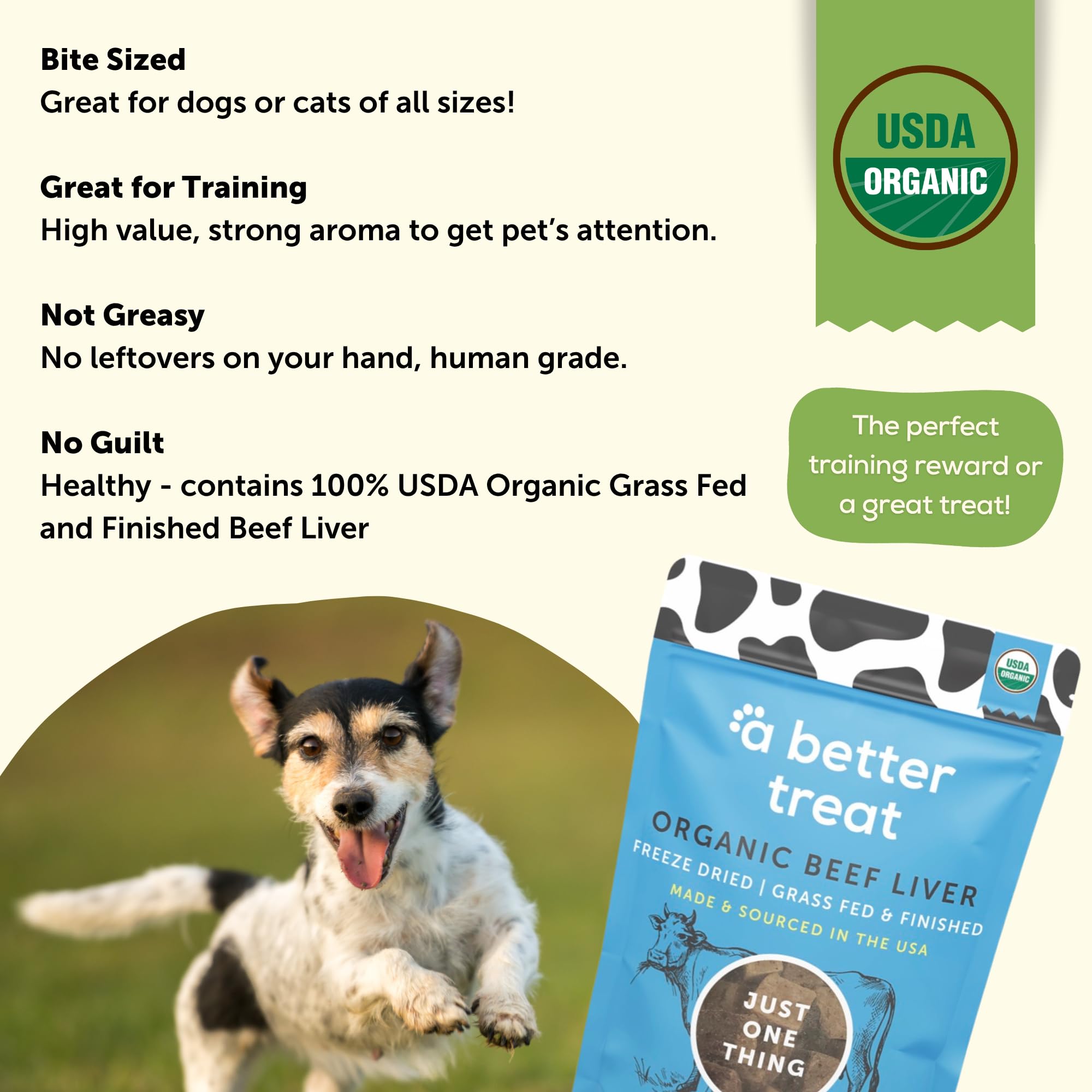 A Better Treat grass-fed liver treats highlighting nutrient-dense nutrition.