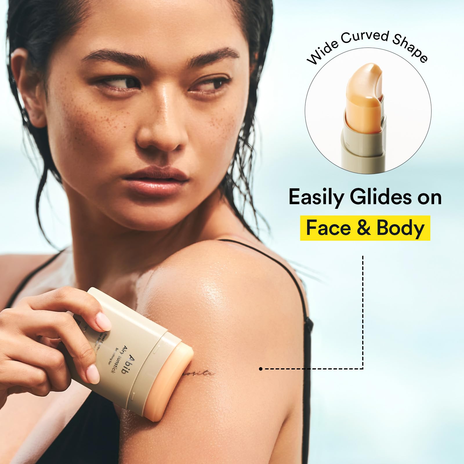 Abib Airy Sunstick semi-matte finish controls shine on oily skin.