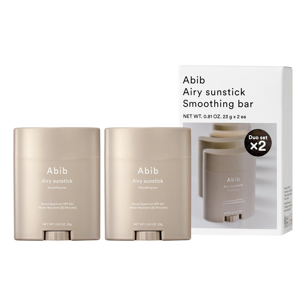 Abib Airy Sunstick SPF50+ with no white cast for all skin tones.