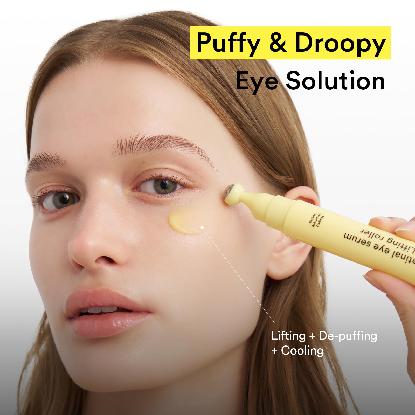 Abib eye serum roller applying massage demonstrates refreshing cooling during use