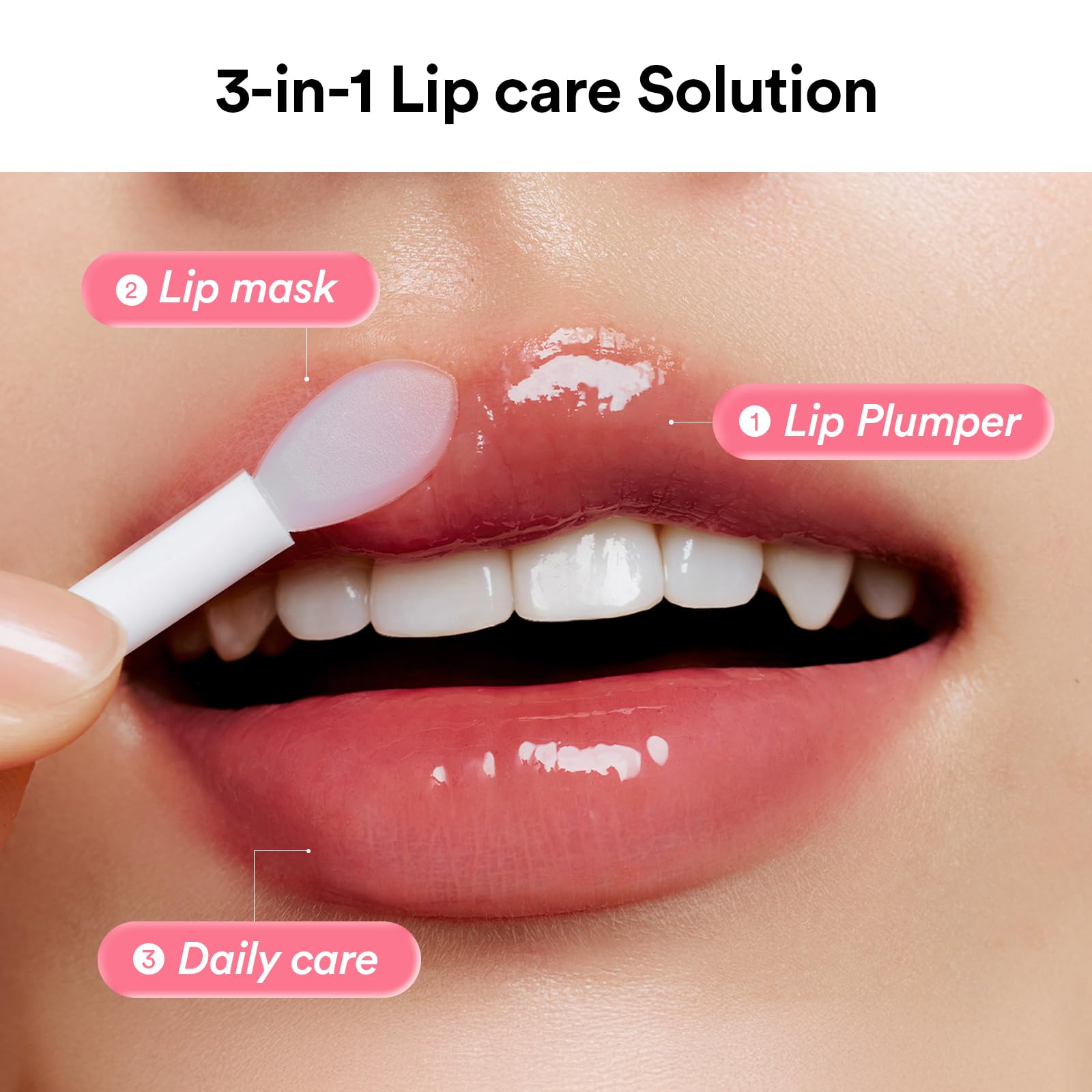 Abib glossy, glass-like lip finish after mask use.