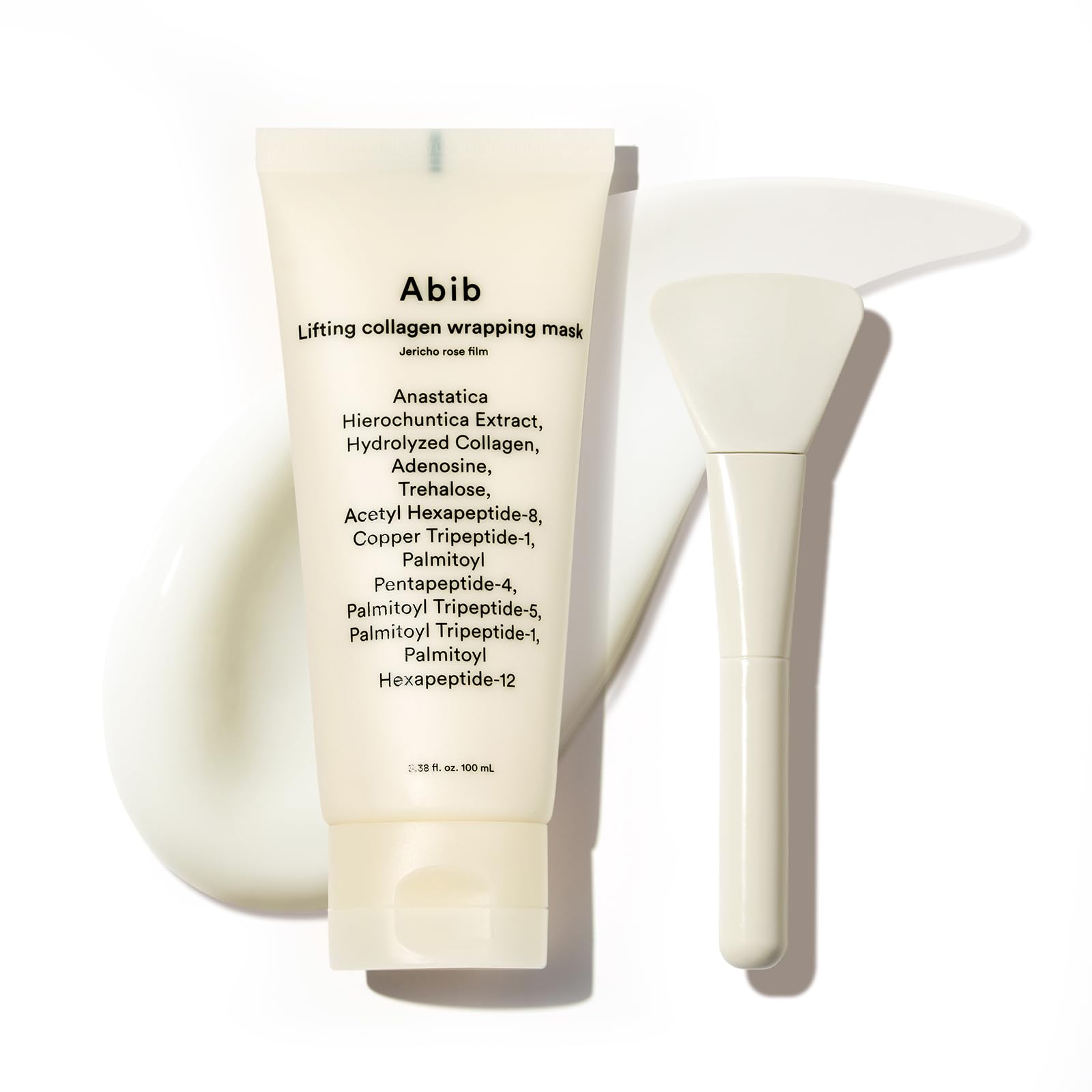 Abib Lifting Collagen Wrapping Mask Jericho Rose Film on jar highlights hydration and firming potential.