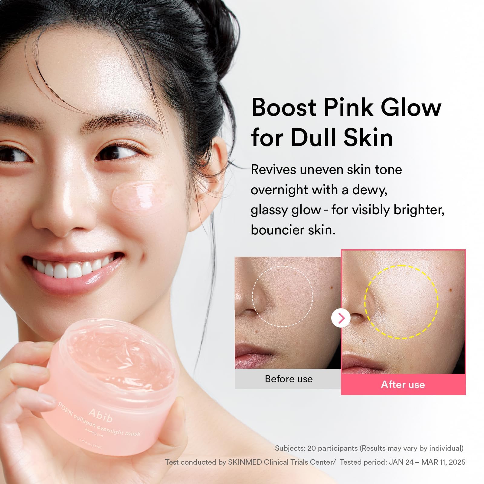 Jelly texture of Abib PDRN Collagen Overnight Mask demonstrates hydrating, cushiony slip