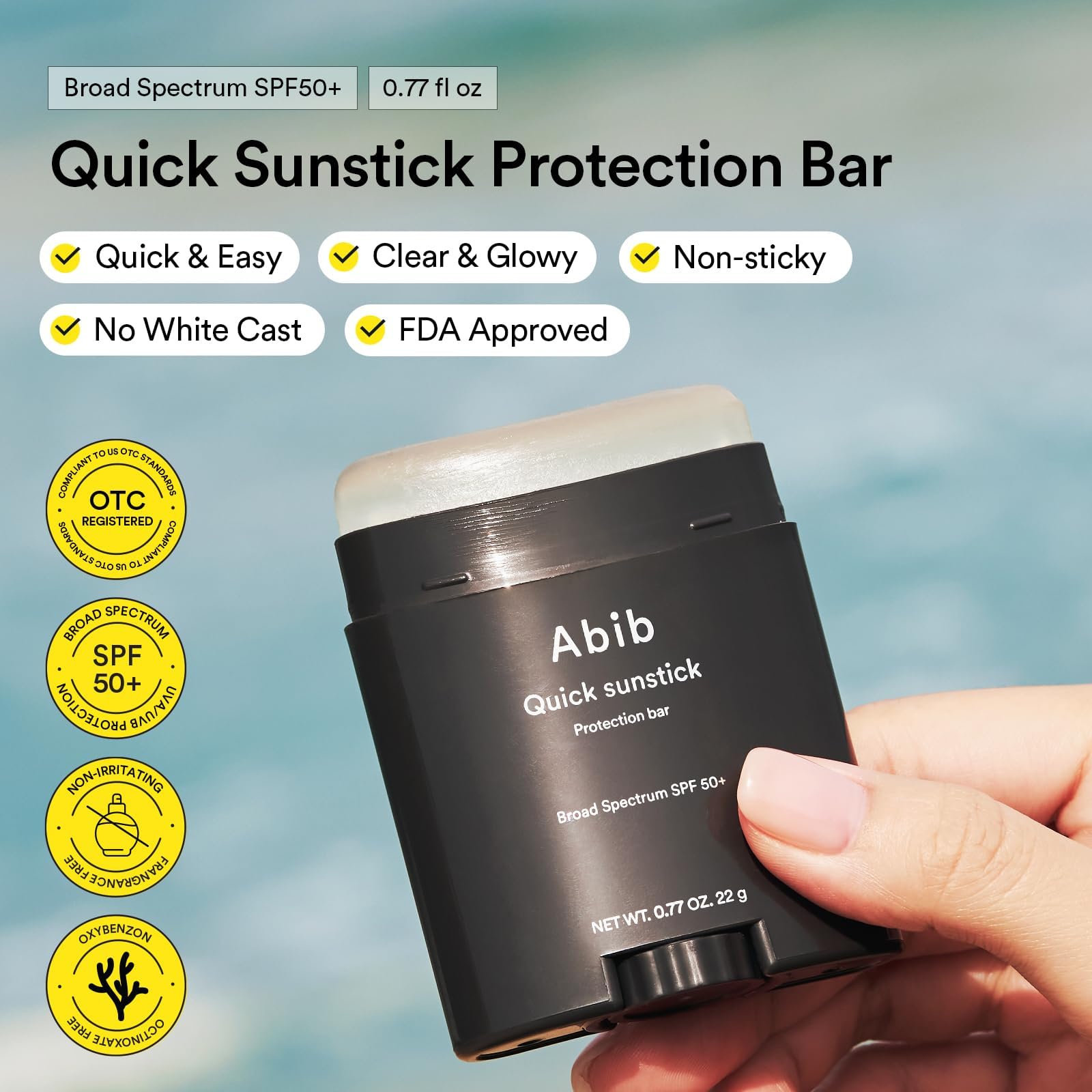 Abib Quick Sunstick glowy finish on cheek with a hydrating look.