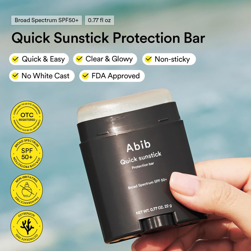 Abib Quick Sunstick glowy finish on cheek with a hydrating look.