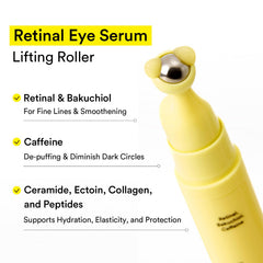 Abib retinal eye serum packaging pale yellow design highlights premium travel-friendly bottle