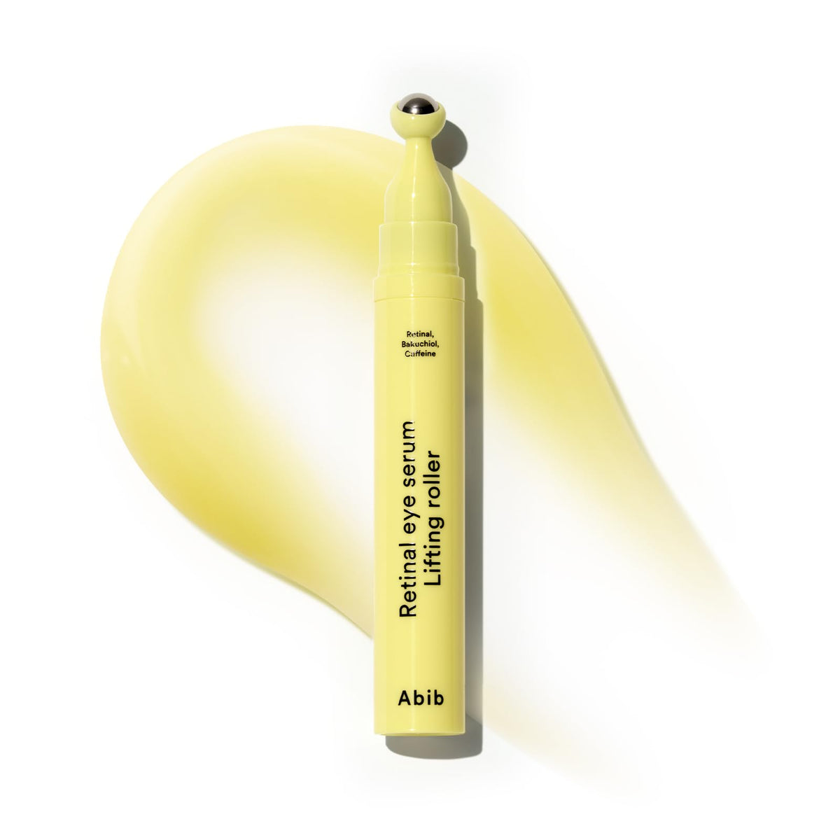Abib retinal eye serum roller closeup showing precise application for targeted under-eye care