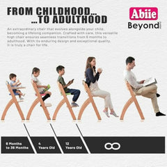 Abiie Beyond Junior chair with waterproof cushion for fast, wipe-clean meals.