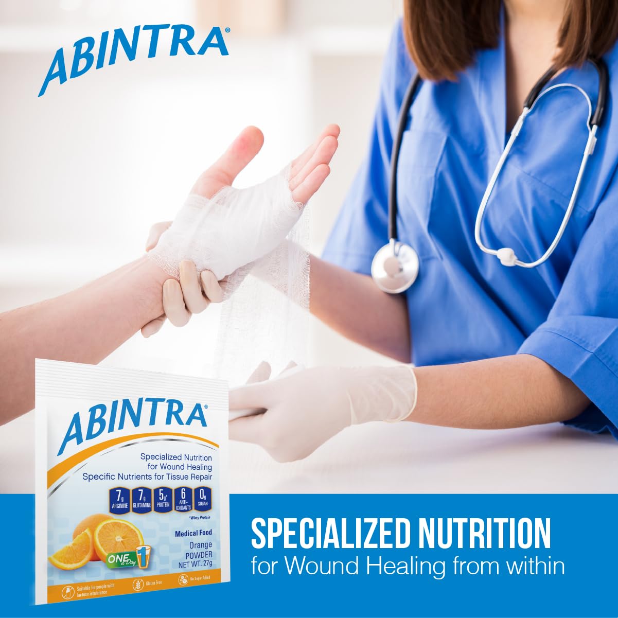 ABINTRA orange flavor single packet ready to mix with water