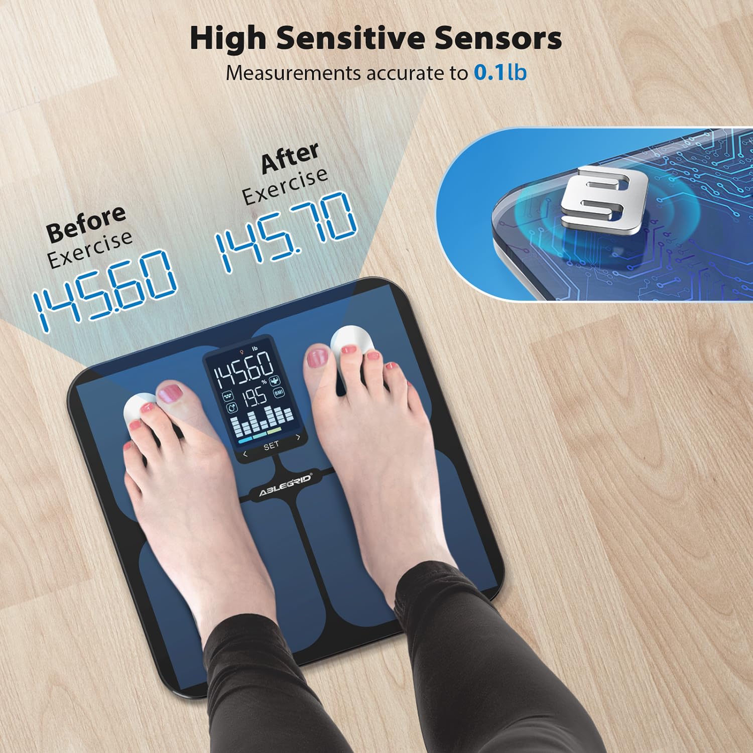 ABLEGRID offline mode lets you weigh without a phone.