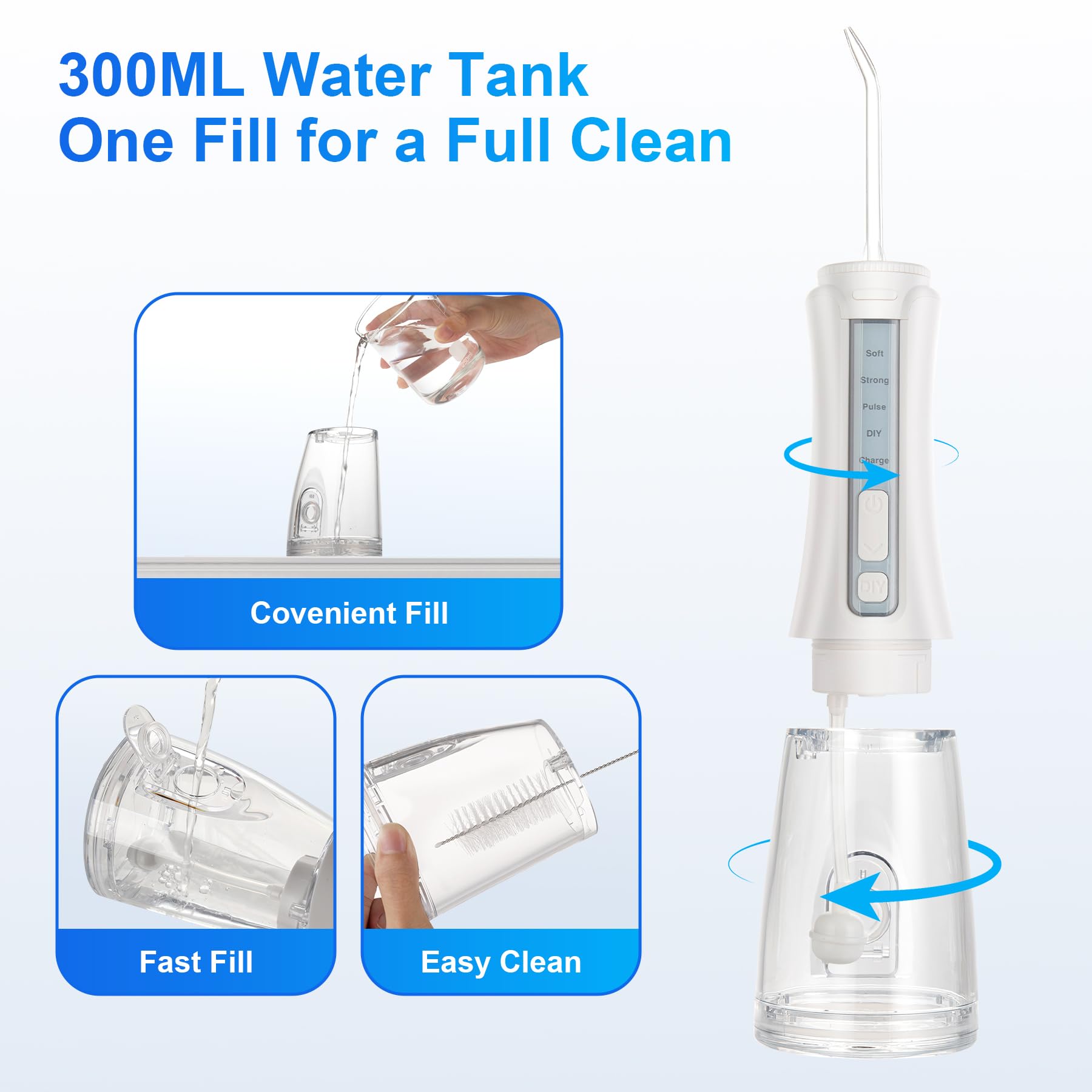 ABOBO Water Flosser portable usage scene with USB charging on the go.