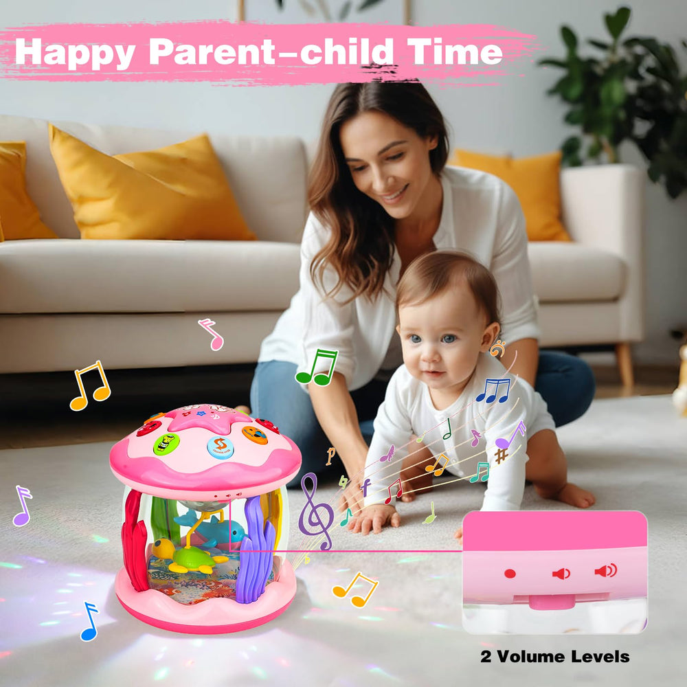 Aboosam star-drum toy promotes tapping and musical exploration.