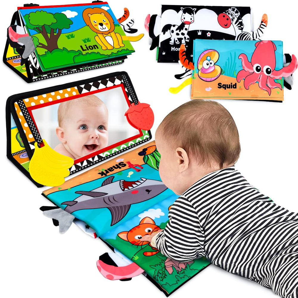 Aboosam baby toy mirror for tummy time with high-contrast visuals.