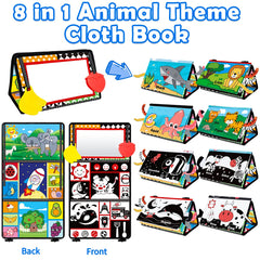 Aboosam cloth book with textured tails promotes tactile exploration and grip.