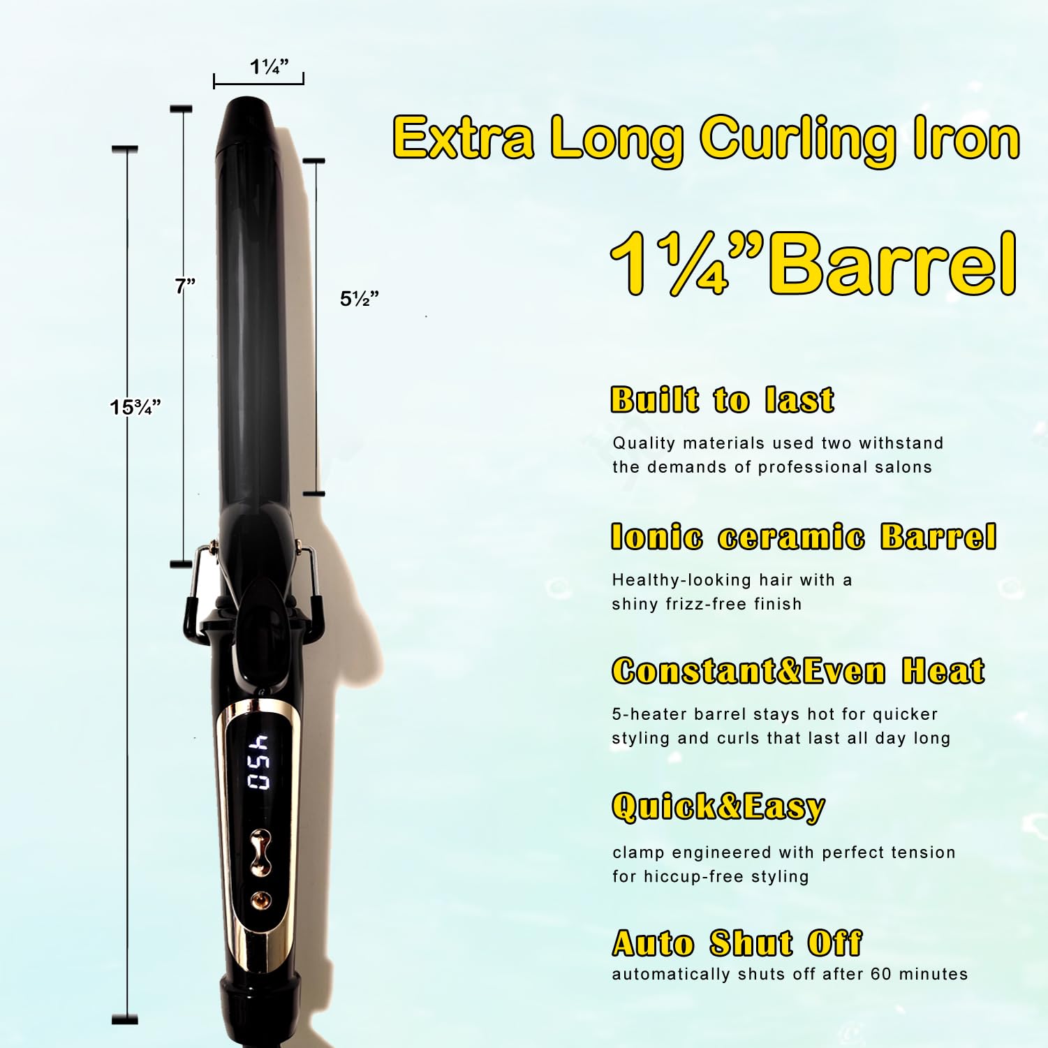abp curling iron LCD display for precise heat control