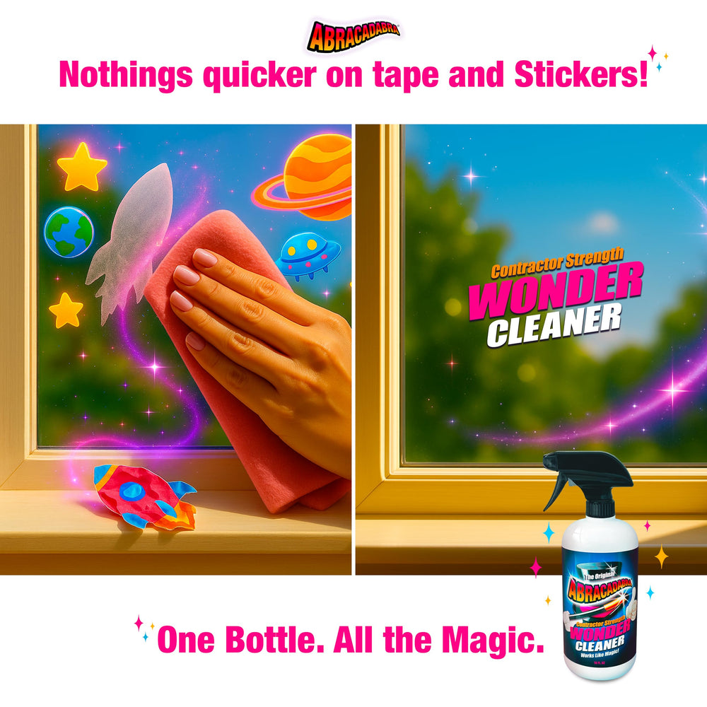 Abracadabra Contractor Strength Wonder Cleaner on plastics shows surface-safe cleaning.