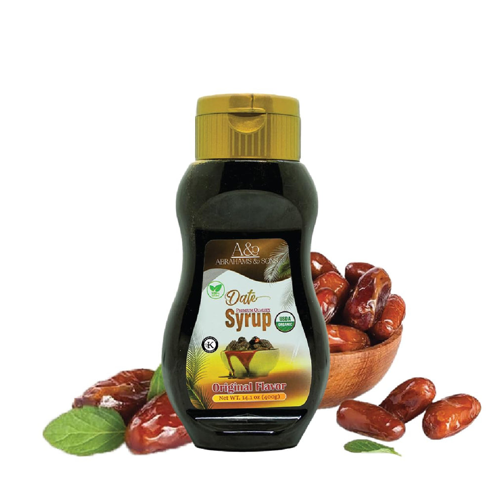 ABRAHAMS AND SONS date syrup dessert designs with decorative drizzle