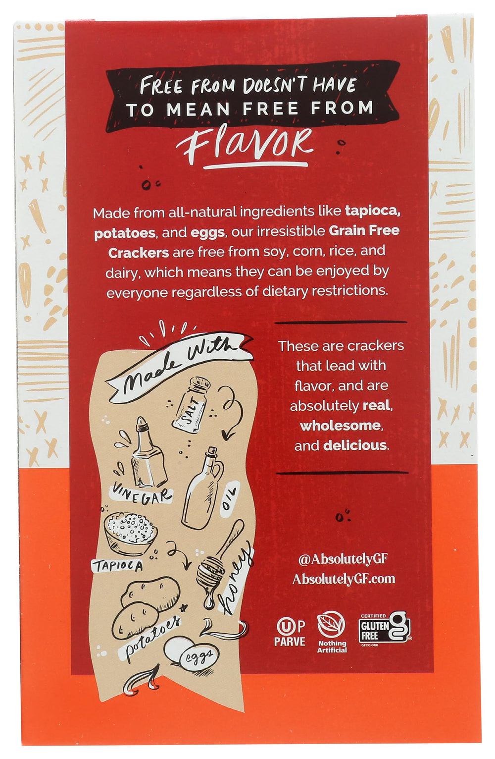 Absolutely Gluten Free Crackers Original close-up highlighting airy crunch.