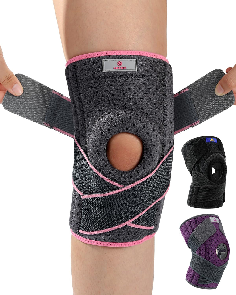 ABYON knee brace front view for all-day comfort and support