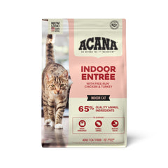 ACANA Indoor Entree bag front for indoor cats with premium ingredients
